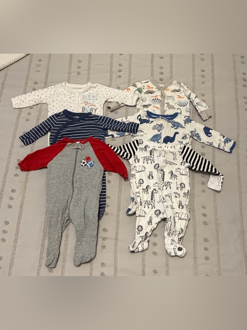 Baby Footed One-Piece Sleepers - Multi Blue, Gray & Red